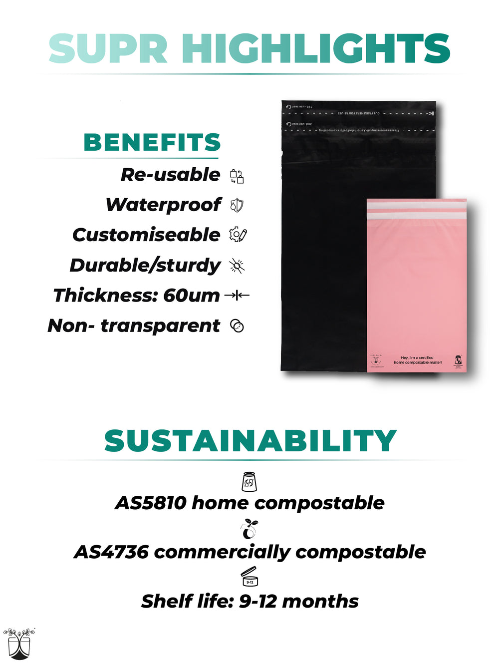 Black Home Compostable Shipping Mailers