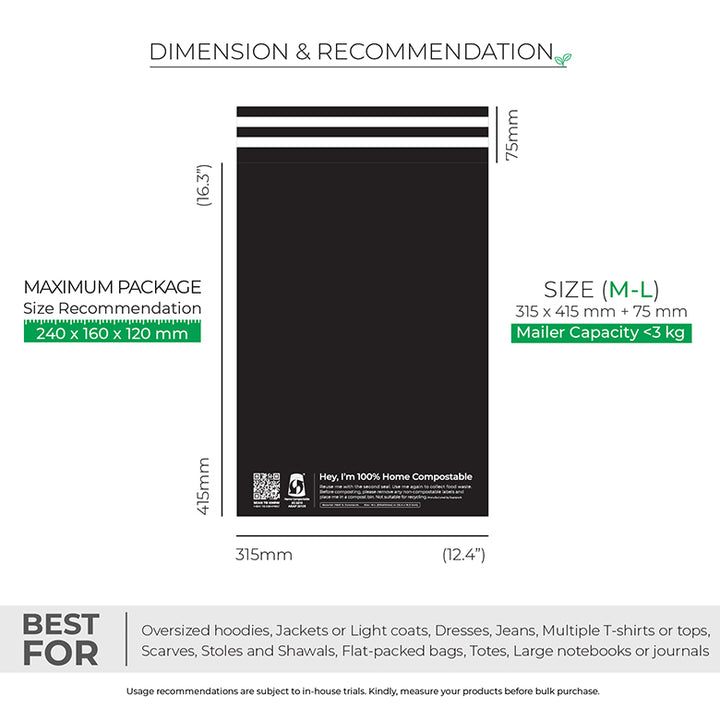 Black Home Compostable Mailers For Sustainable Packaging. Suprpack