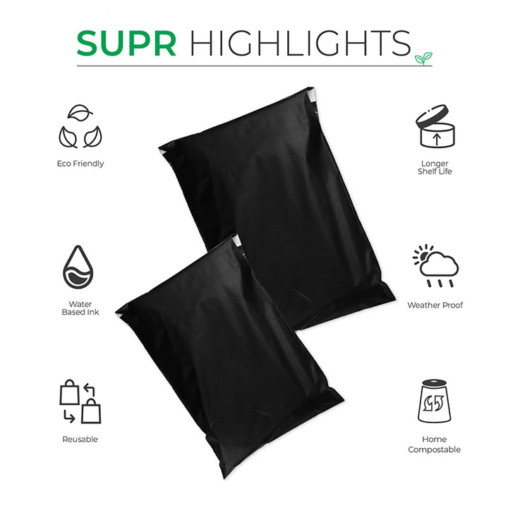 Black Home Compostable Mailers For Sustainable Packaging.
