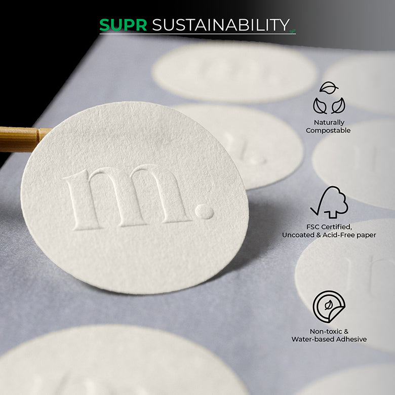 Blind Custom Embossed Stickers. Eco-Friendly & Fast turnaround.