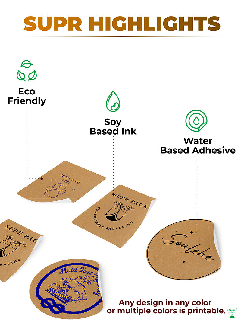 Paper Source Sticker Packs Sustainable Custom Kraft Paper Sticker | Eco Friendly Label | MOQ- 250 ...