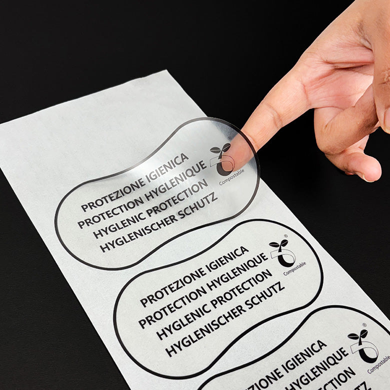 Clear Stickers - Customisable, Compostable & Sustainable. MOQ: 1 ROll