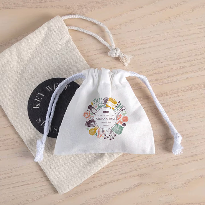 Custom Drawstring Bag Made with Recycled Cotton - MOQ 1 Bag