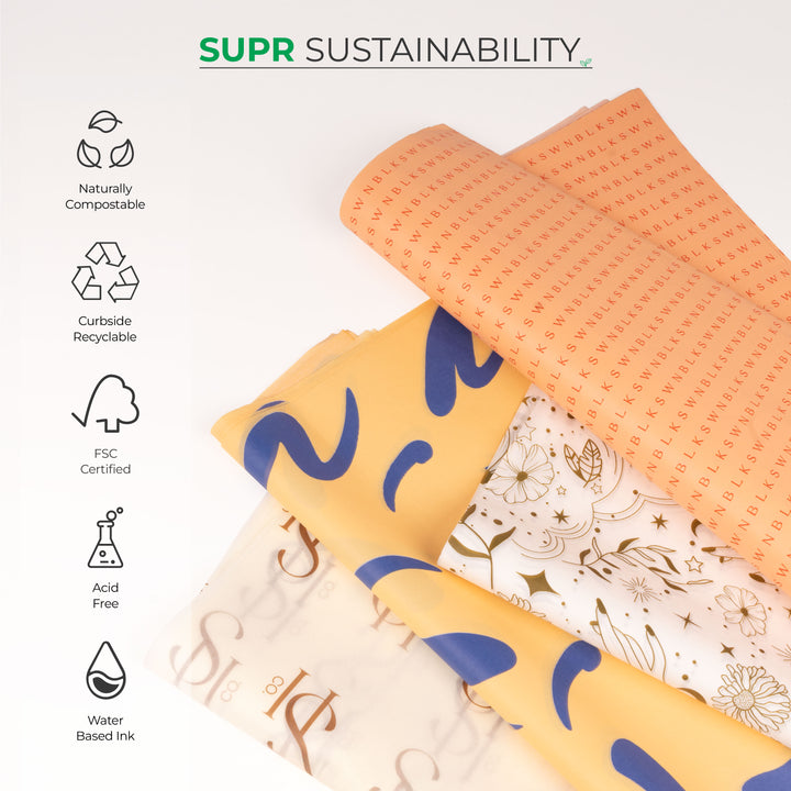 Acid Free Tissue with Custom Background and Logo/Pattern Color