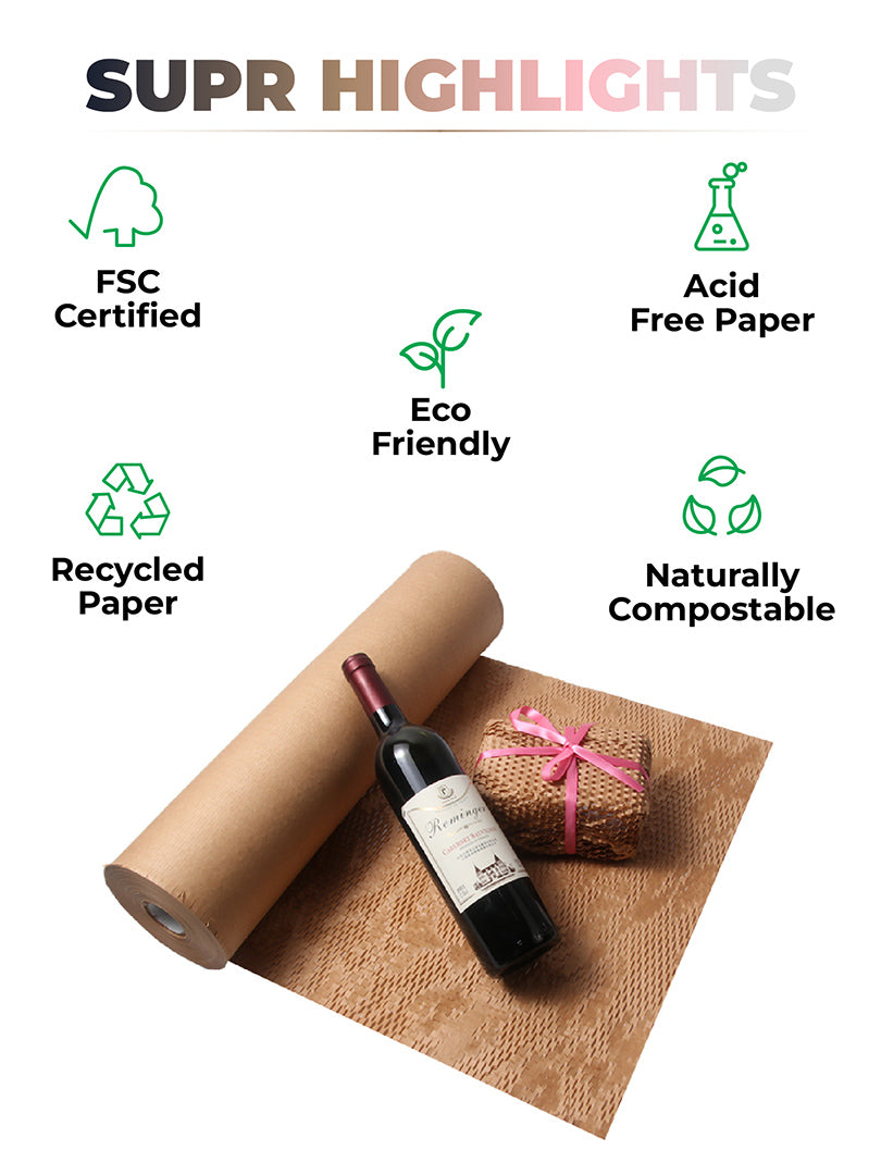 Hex Wrapping Paper for Eco-Friendly Protective Packaging.