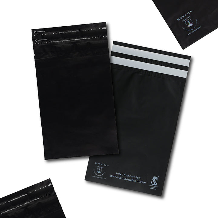 Black Home Compostable Mailers For Sustainable Packaging.