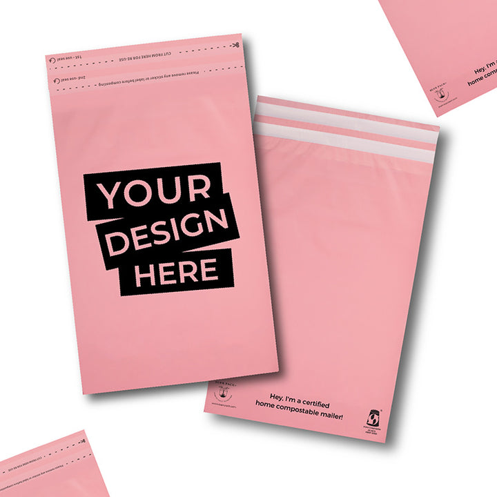 Pink Custom Compostable Mailers WITH LOW MINIMUMS