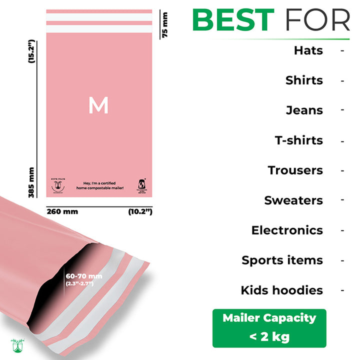 Pink Home Compostable Mailer For Sustainable Packaging MOQ 50 Mailers.