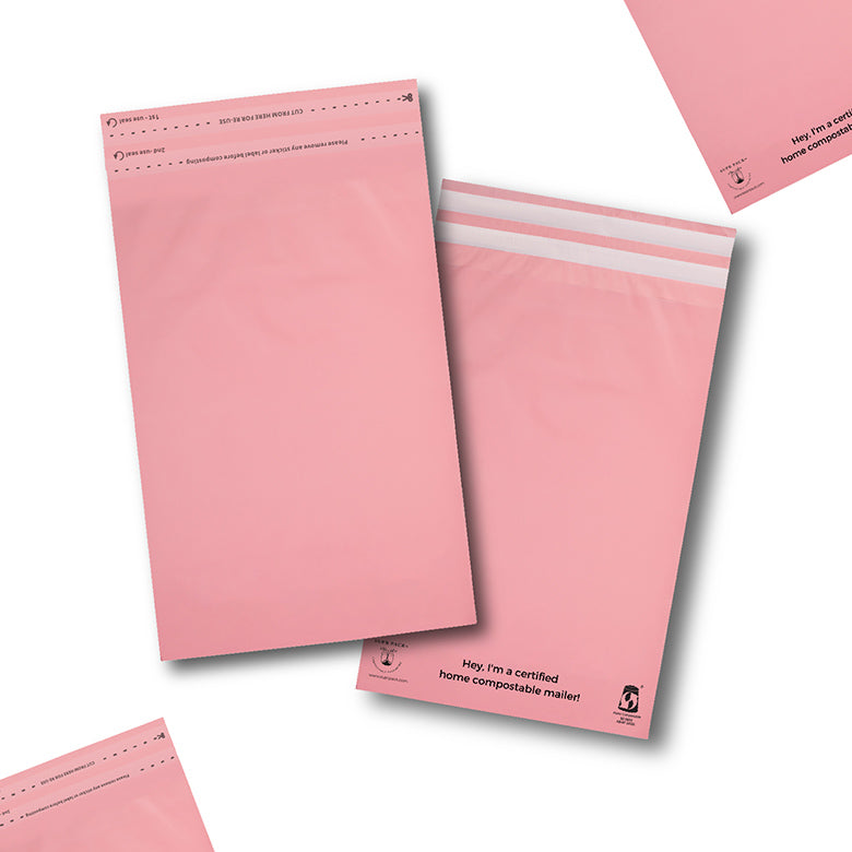 Pink Home Compostable Mailer For Sustainable Packaging MOQ 50 Mailers.