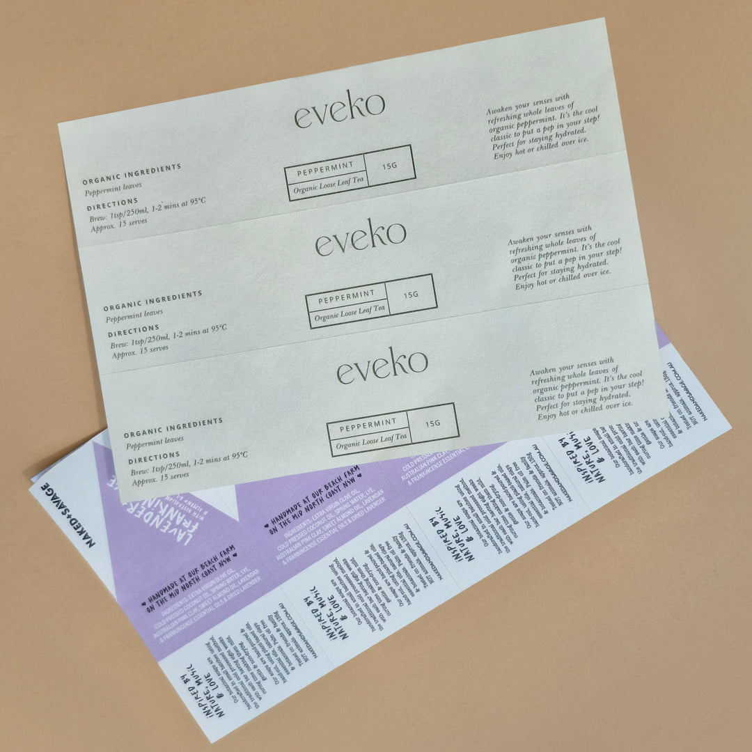 Custom Label With Textured Paper. Eco-Friendly &amp; CMYK Printing. Supr Pack