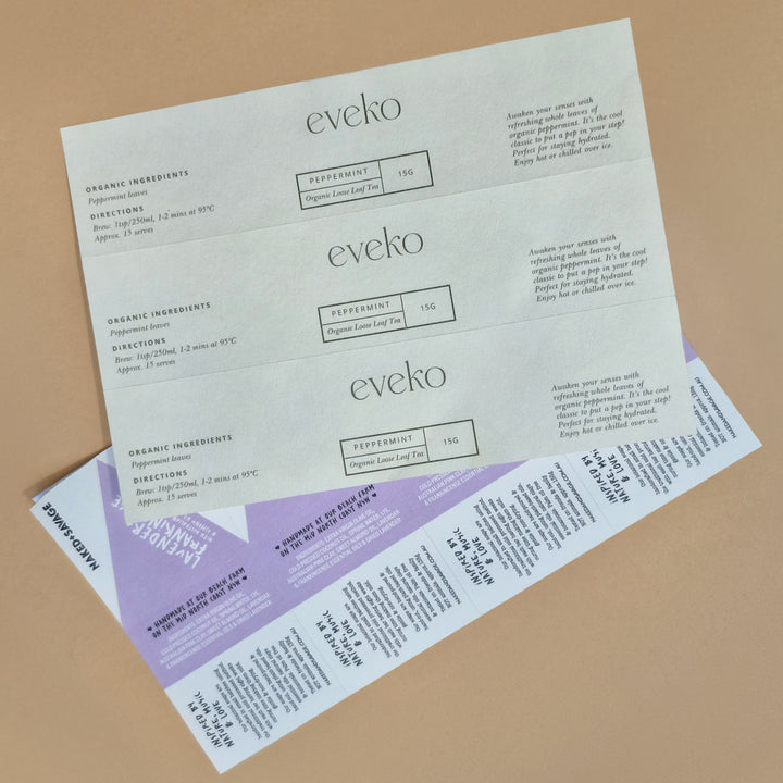 Custom Label With Textured Paper. Eco-Friendly &amp; CMYK Printing. Supr Pack