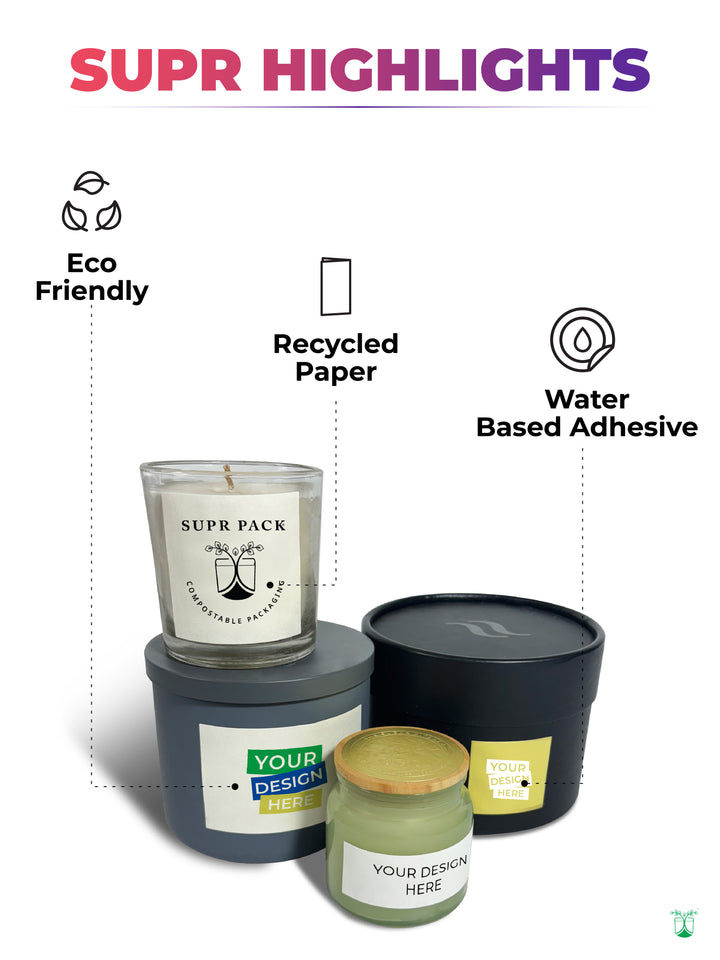 Custom Label With Textured Paper. Eco-Friendly & CMYK Printing.