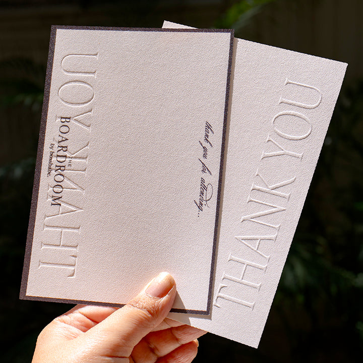 Luxe Custom Cards. Emboss, Letterpress &amp; 3D foil Suprpack