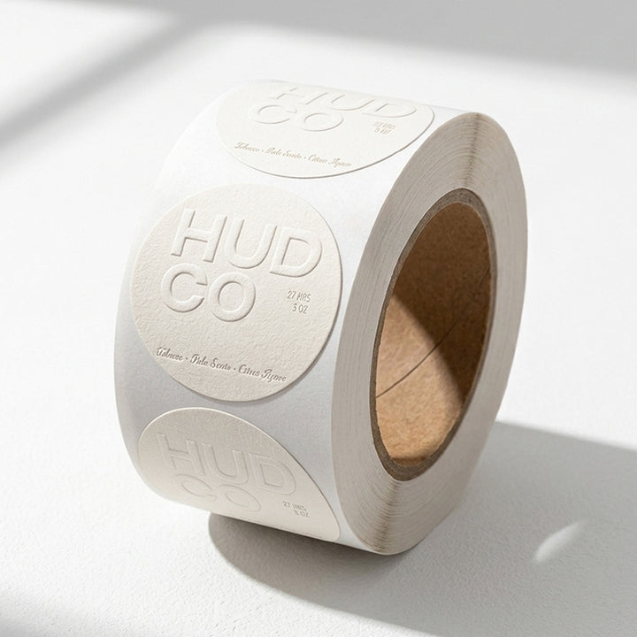 Custom Blind Embossed Product Label Rolls - Luxe Textured Paper