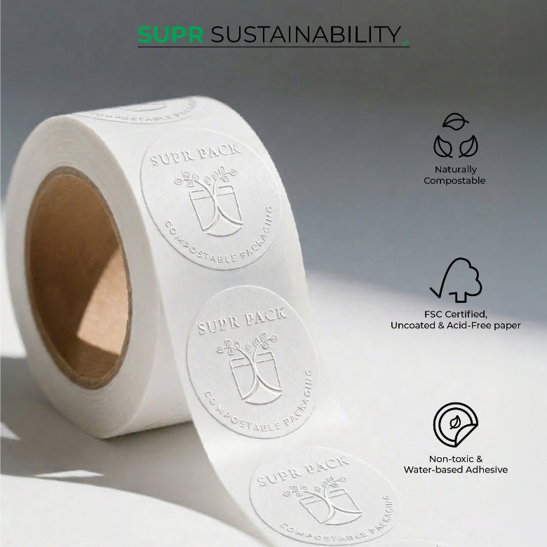 Custom Blind Embossed Product Label Rolls - Luxe Textured Paper