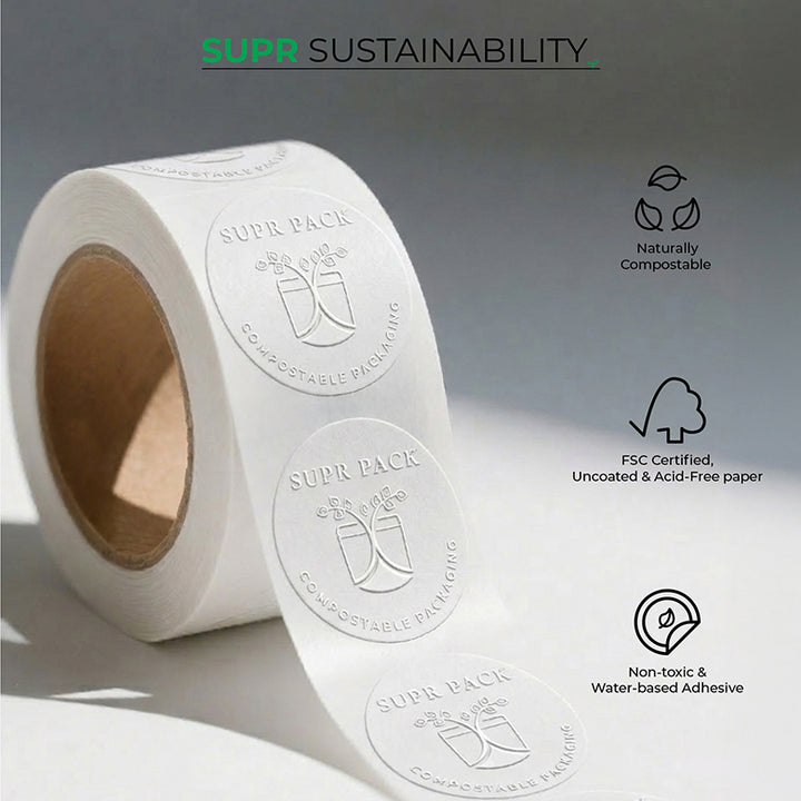 Custom Blind Embossed Product Label Rolls - Luxe Textured Paper