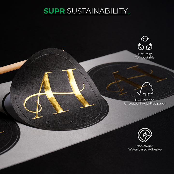 Custom Product Labels, Luxe Textured Paper - Print, Emboss & Foil