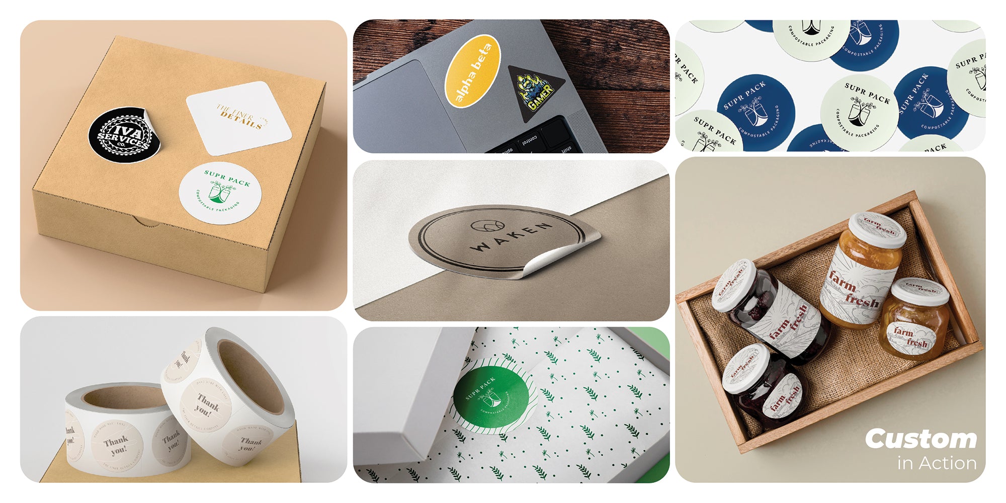 custom stickers | Custom labels | Reusable | Acid free | Eco-friendly | Sustainable packaging