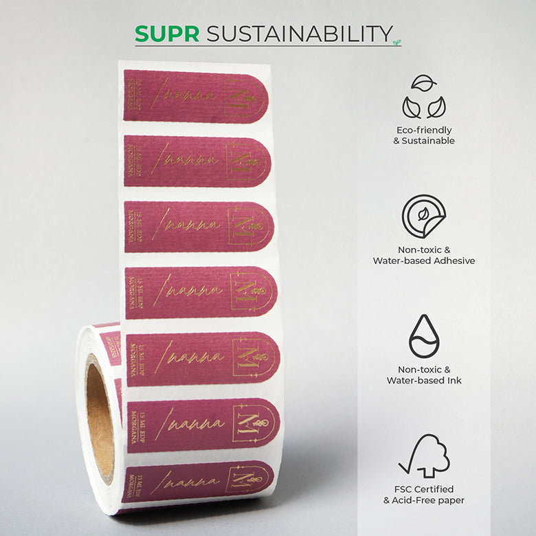 Custom Product Label Rolls, Luxe Textured Paper - Print, Emboss &amp; Foil