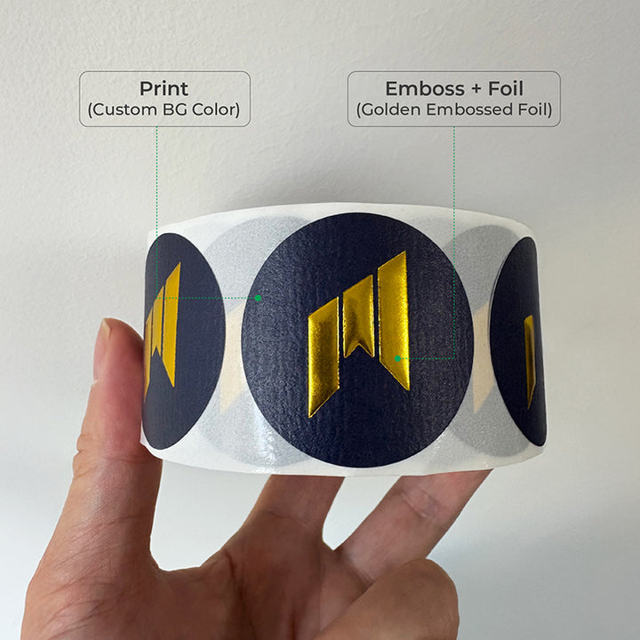 Custom Product Label Rolls, Luxe Textured Paper - Print, Emboss &amp; Foil