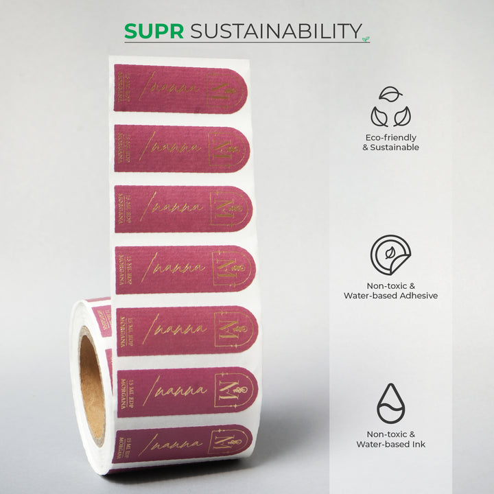 Custom Product Label Rolls, Luxe Textured Paper - Print &amp; 3D Foil Supr Pack