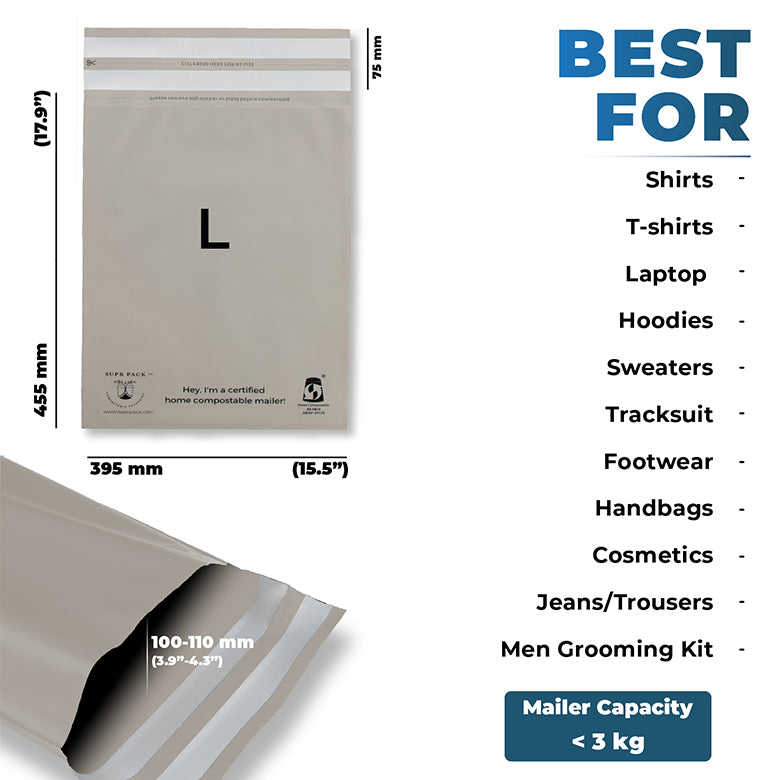 Warm Grey Custom Compostable Mailers WITH LOW MINIMUMS