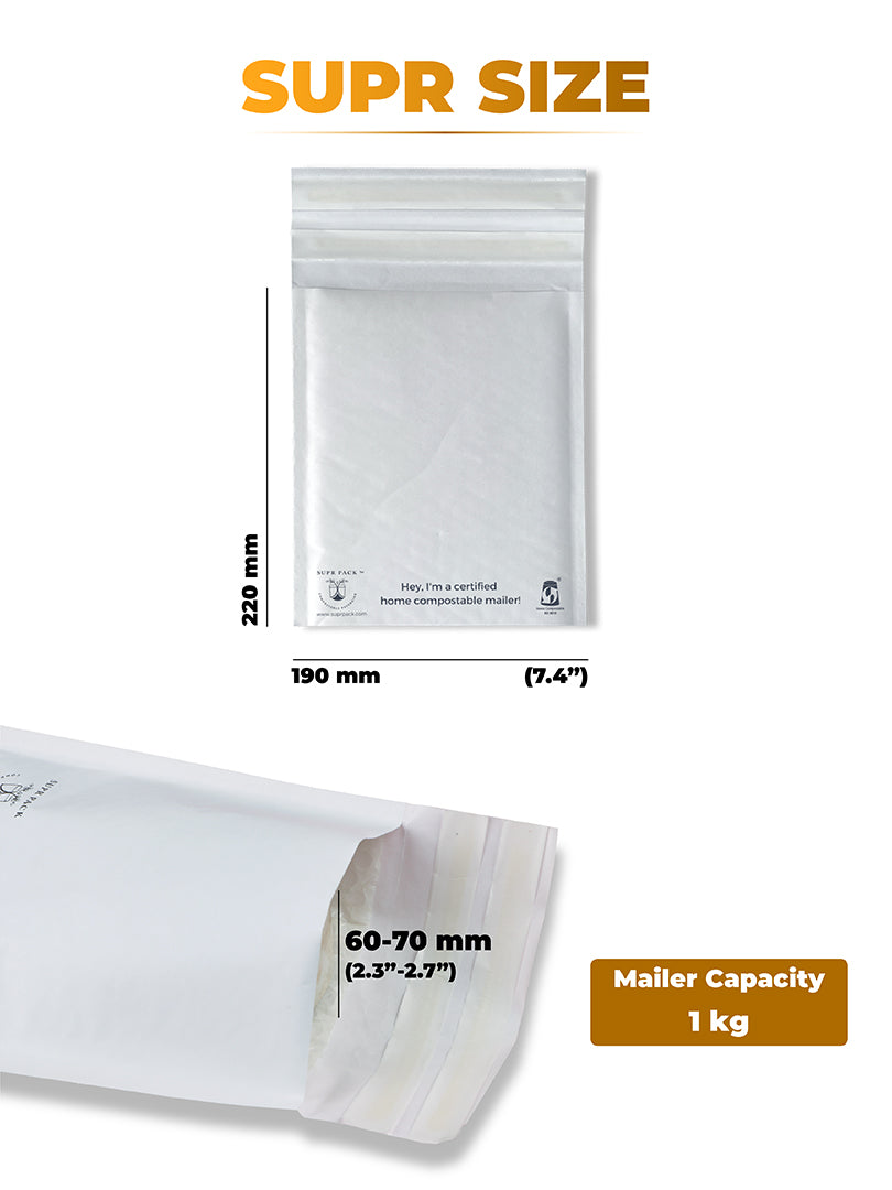 White Bubble/Padded Mailers For Sustainable Packaging- MOQ 20 Mailers.