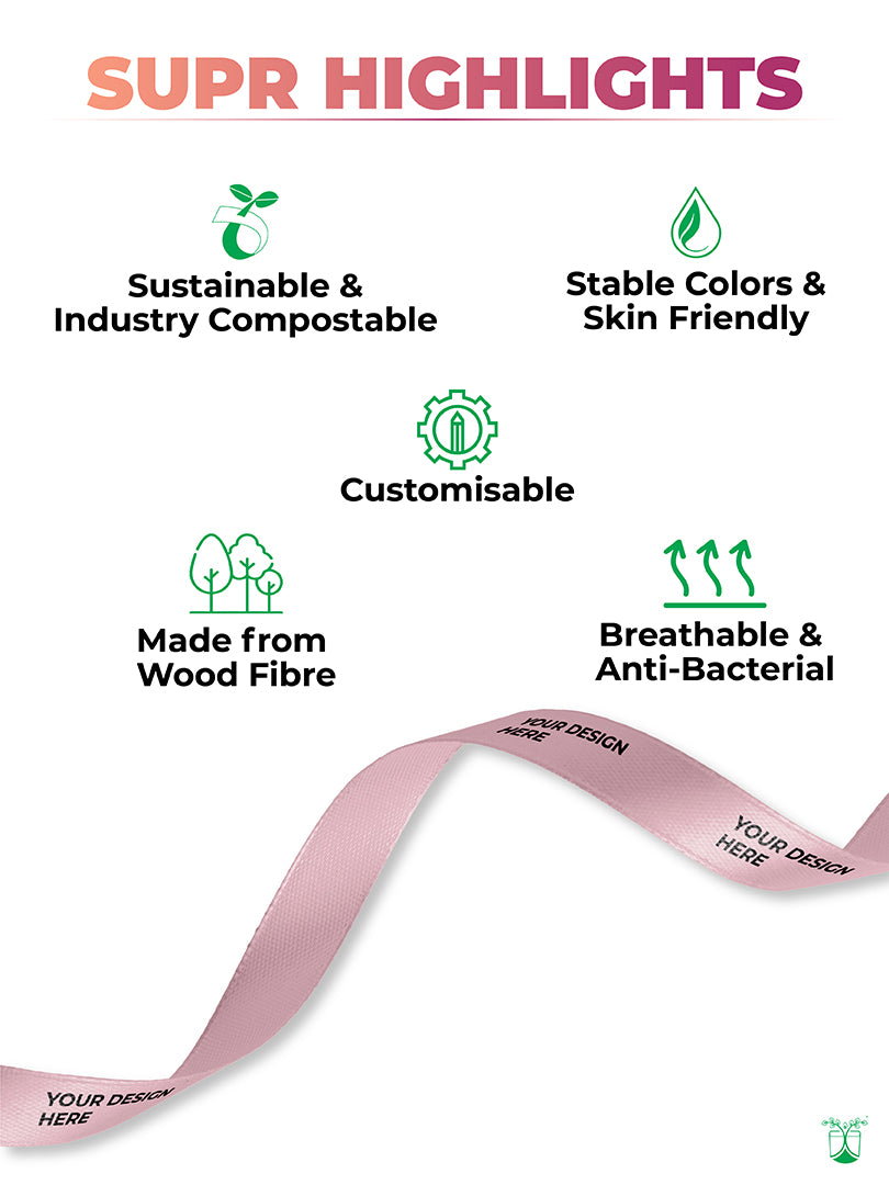 CUSTOM COMPOSTABLE RIBBON IN ONE LOGO COLOR  | MOQ 2 ROLLS