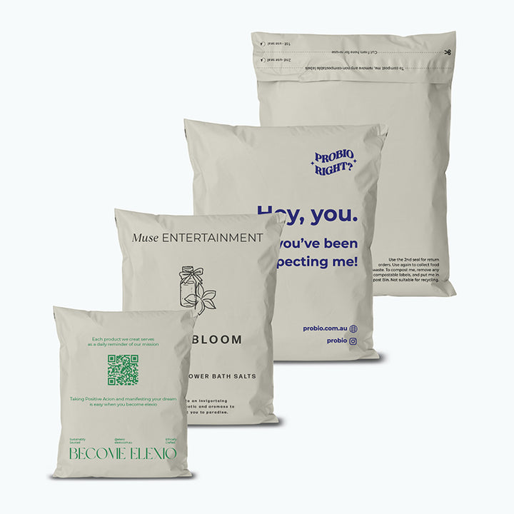 Warm Grey Custom Compostable Mailers WITH LOW MINIMUMS