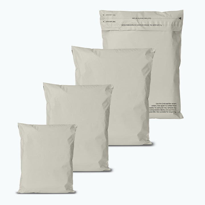 Warm Grey Home Compostable Mailers For Sustainable Packaging - MOQ 100