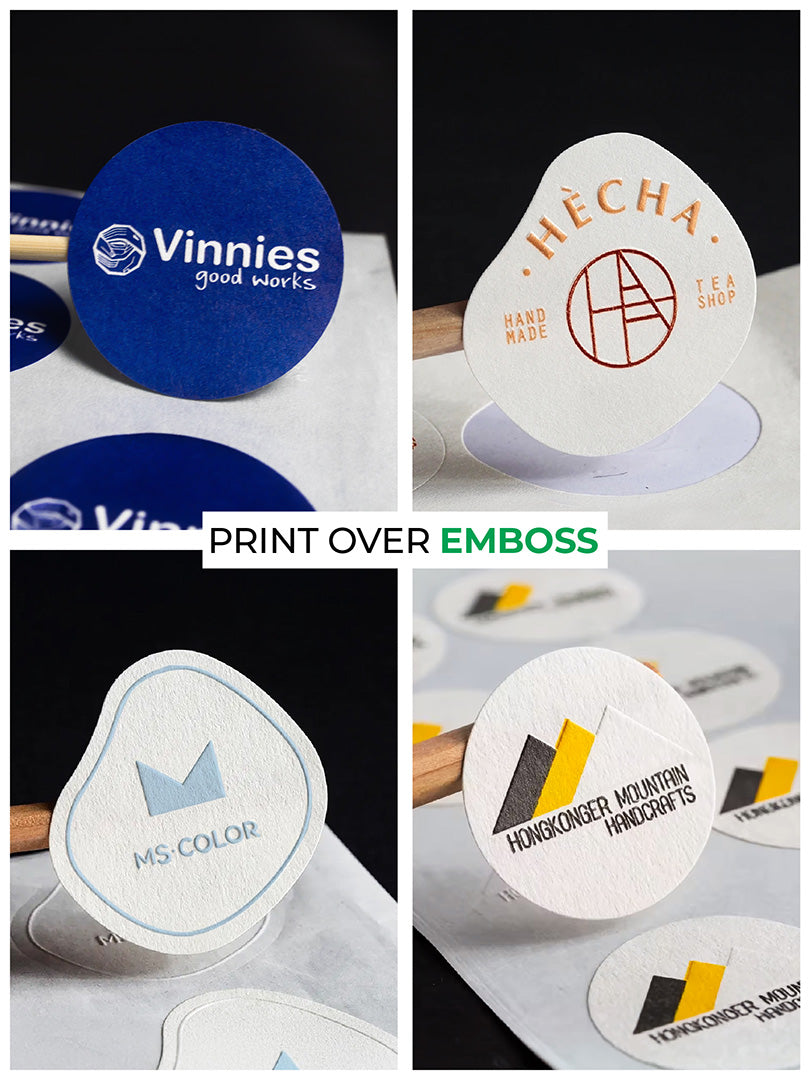 Custom Printed Embossed Stickers & Labels. MOQ-250 Stickers