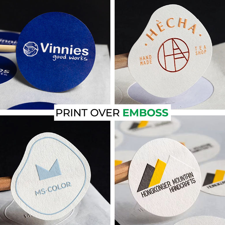 Custom Printed Embossed Stickers & Labels. MOQ-250 Stickers