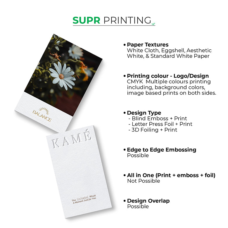 Luxe Custom Cards. Emboss, Letterpress & 3D foil