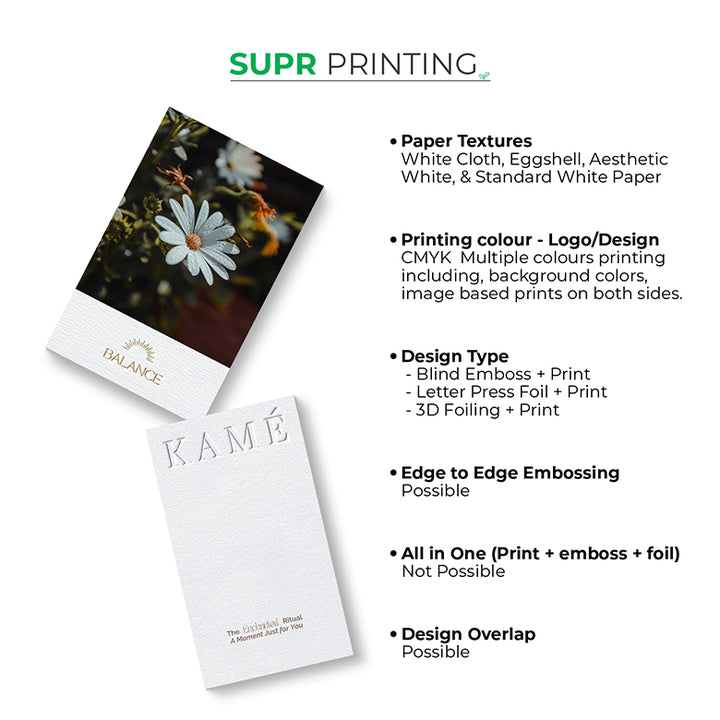 Luxe Custom Cards. Emboss, Letterpress & 3D foil