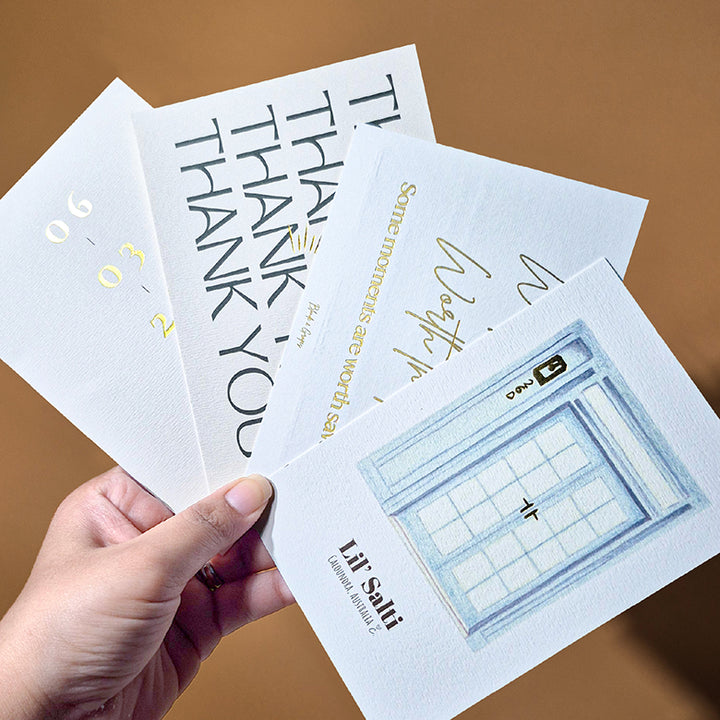 Luxe Custom Cards. Emboss, Letterpress &amp; 3D foil Suprpack