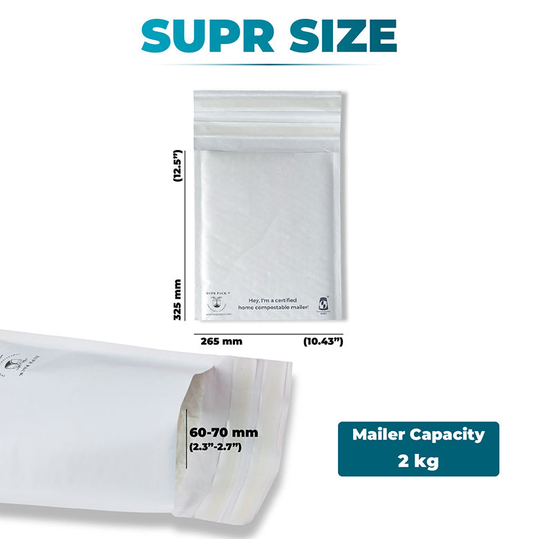 White Bubble/Padded Mailers For Sustainable Packaging- MOQ 20 Mailers