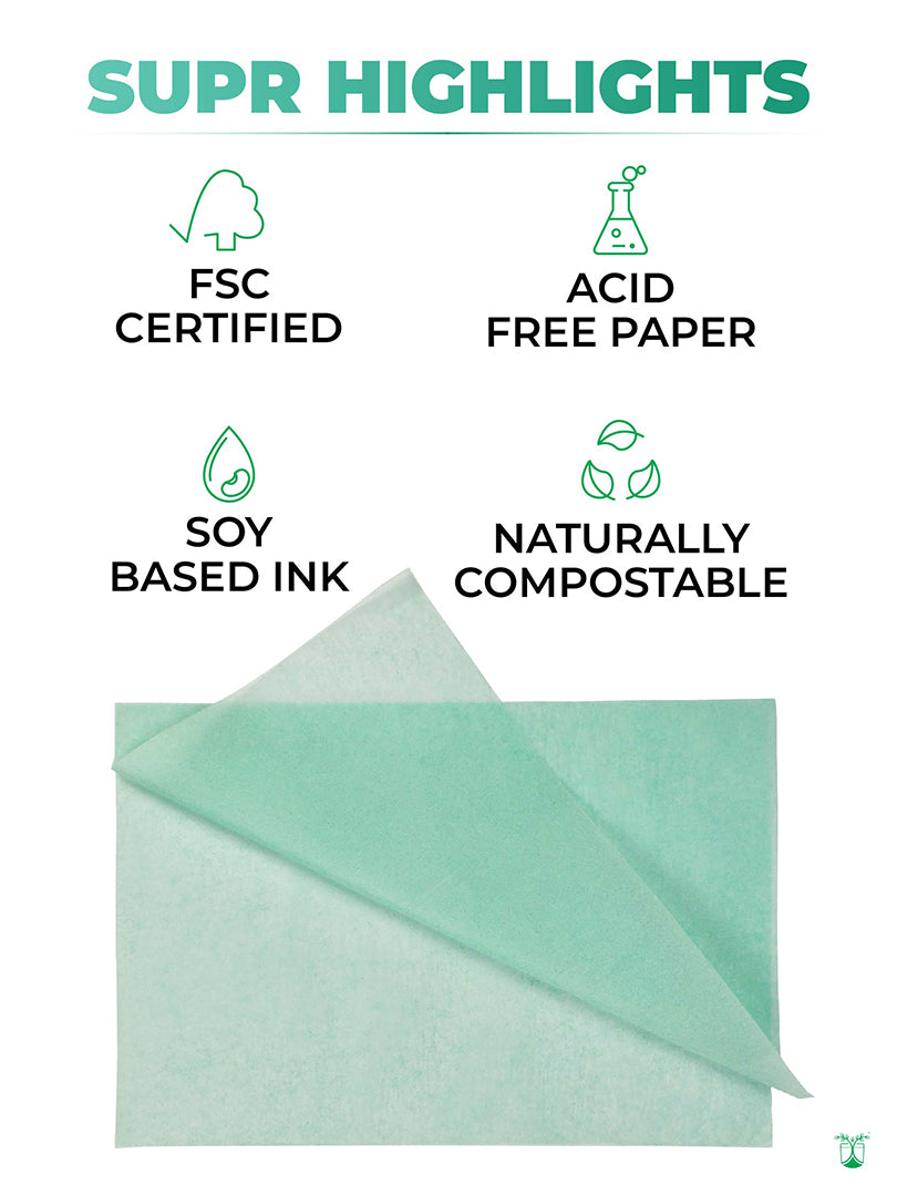Tissue Wrapping (Green) Paper for Sustainable Packaging- MOQ 100 sheets