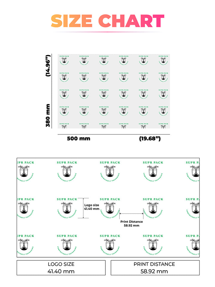 Custom Tissue Paper with your logo in 2 colours. 200-7500 Sheets.