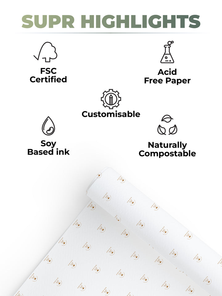 Acid-Free Custom Tissue Paper Roll with Logo &amp; Pattern Design Supr Pack