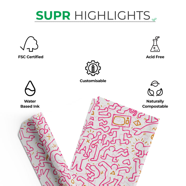 Custom Tissue Paper with Logo &amp; Pattern Design in 2 Colours Supr Pack