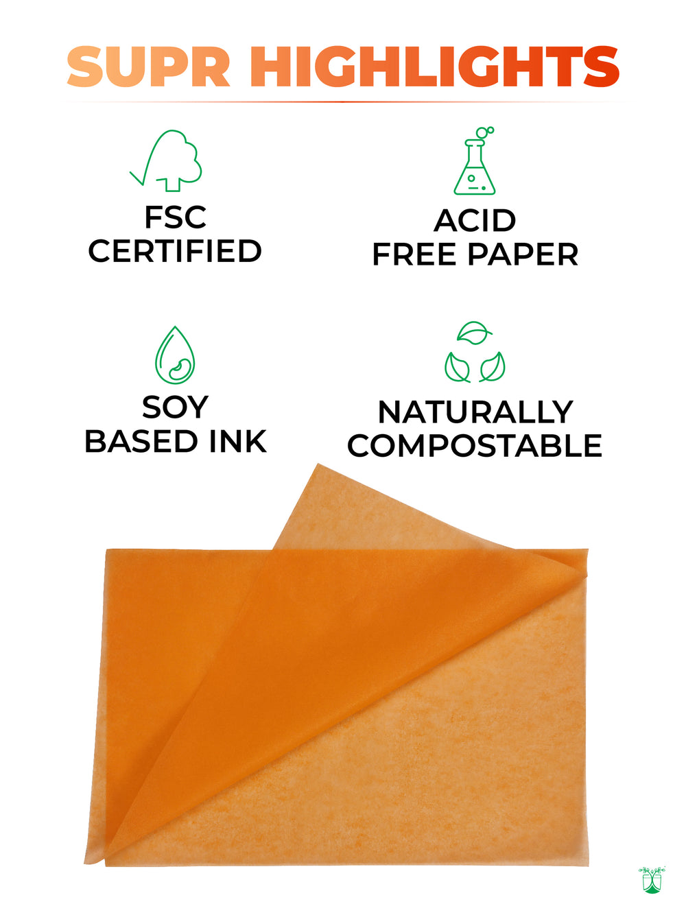 Orange Tissue Wrapping Paper for Sustainable Packaging