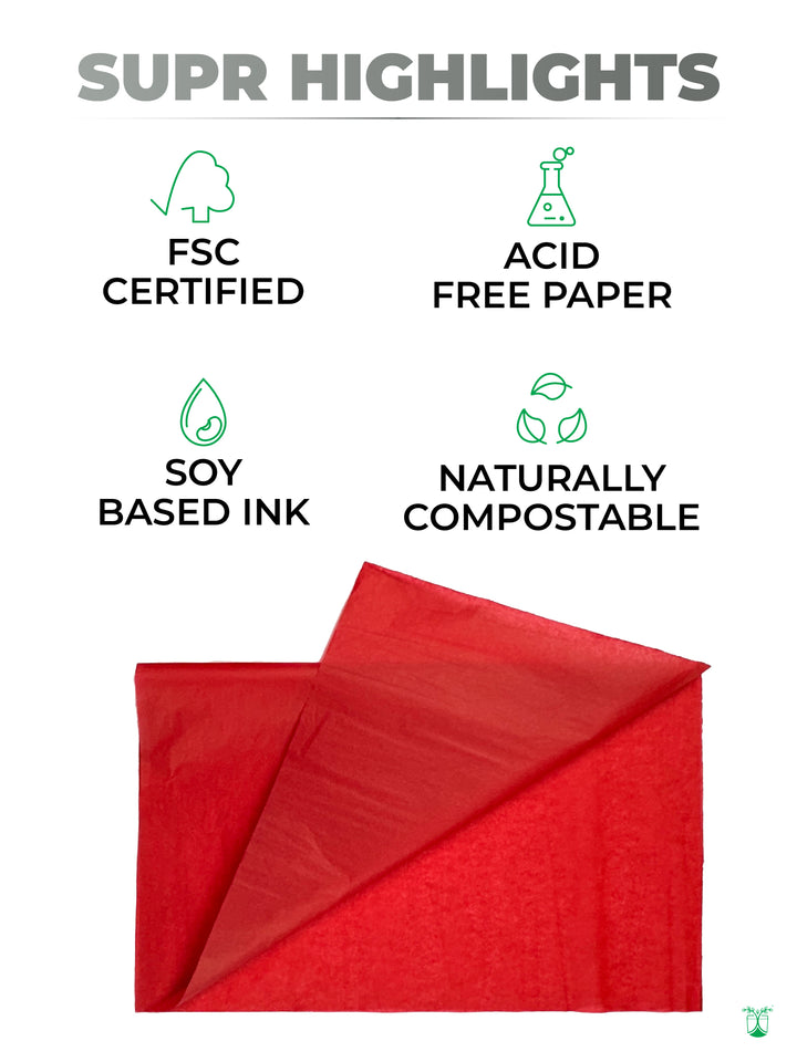 Red Tissue Paper for Sustainable Packaging- MOQ 100 sheets