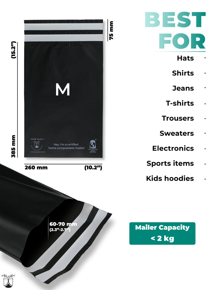 custom mailers | satchels | eco friendly packaging mailers | sustainable black mailers | black mailers | printed mailers 