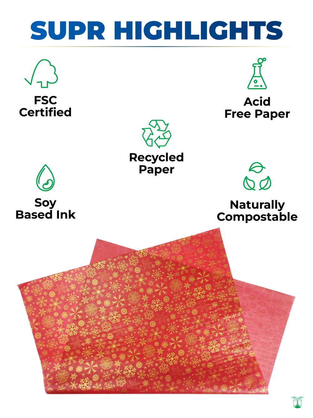 Compostable Red Christmas Tissue Paper