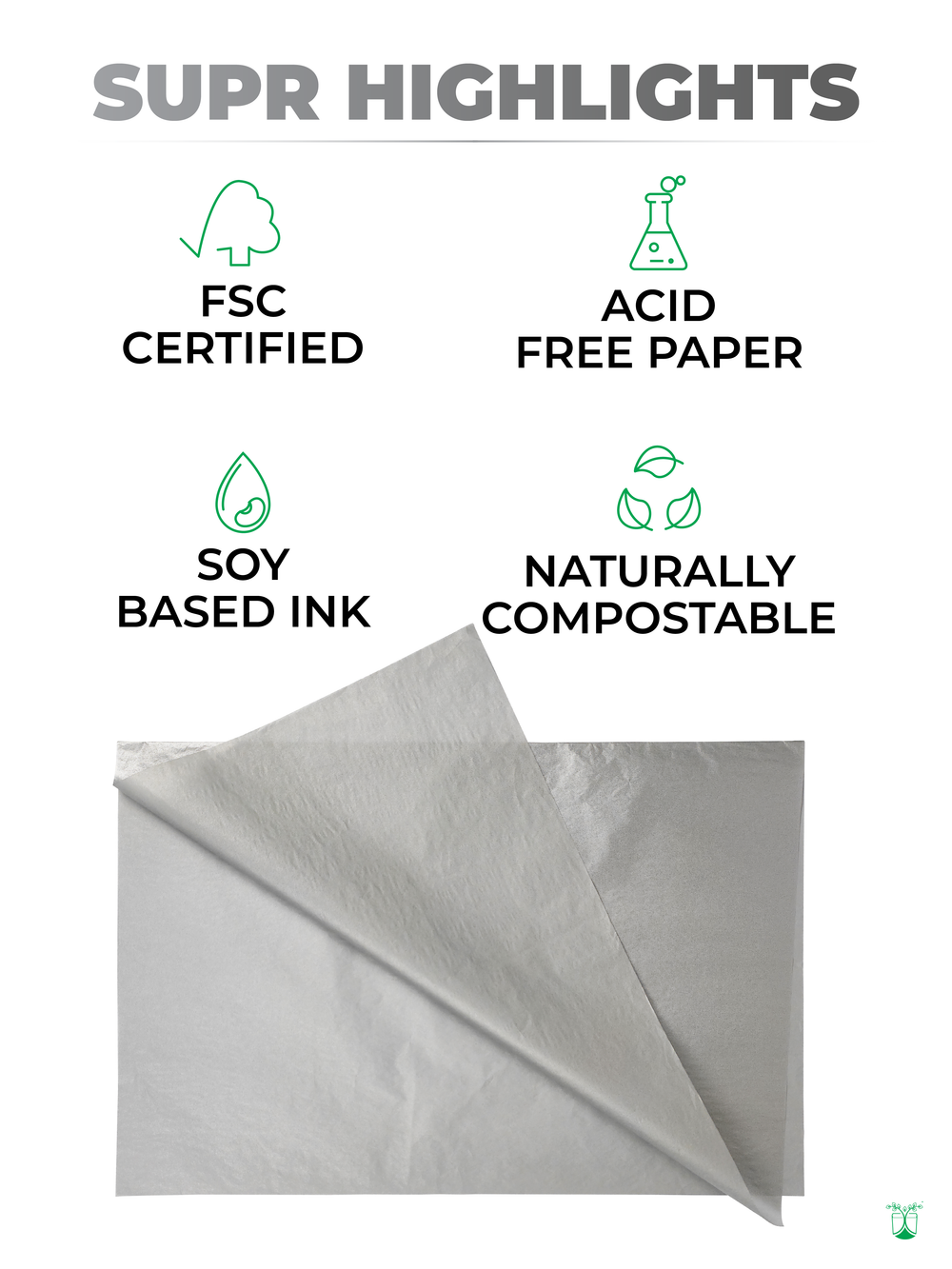 Compostable Silver Tissue Paper
